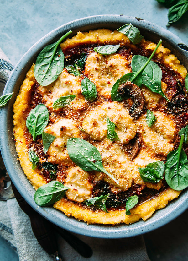 Spinach & Mushroom Polenta Pie